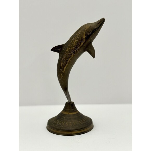 Vintage Brass Bronze Dolphin Figurine‎ Statue Animals - Picture 3 of 10
